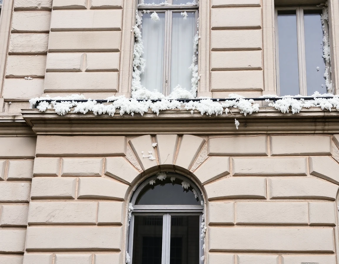 Nettoyage professionnel de fientes de pigeons avec équipement de protection individuelle