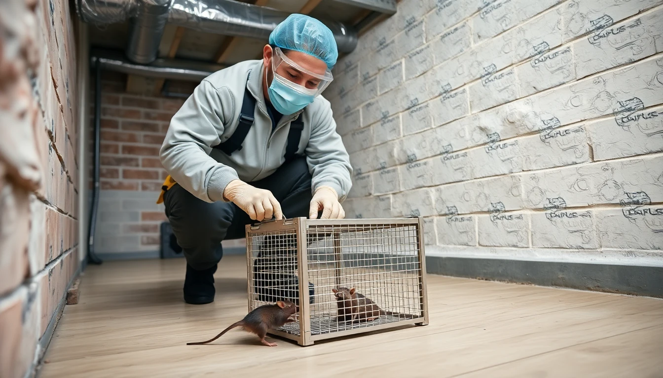 Technicien spécialisé posant un poste d'appâtage professionnel lors d'une intervention de dératisation en Suisse romande